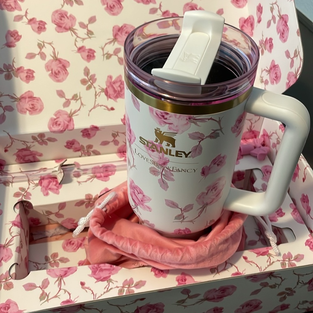 Stanley X LoveShackFancy 40 oz Tumbler Quencher in Ribbon Rosa Pink